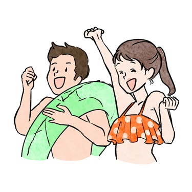女性と海に出かける